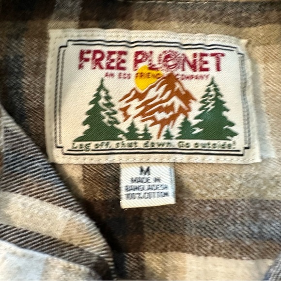 Free Plant men's size medium brown and tan button down flannel - Picture 4 of 4